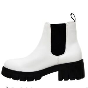 Women's White and Black Ankle Boots